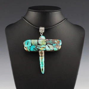 NATIVE AMERICAN ZUNI TURQUOISE DRAGONFLY FETISH PENDANT BY BRIAN YATSATTIE - Picture 1 of 5