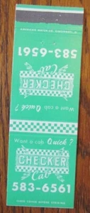 TAXI CAB MATCHBOOK COVER: CHECKER CAB 1970s MATCHCOVER CINCINNATI, OHIO -D24 - Bild 1 von 2