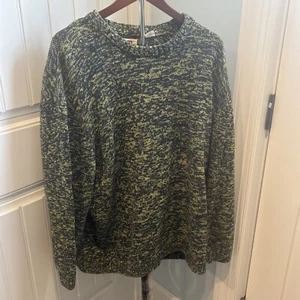 LEVI'S MENS SZ XXL SWEATER BLUE GREEN SPACE DYE CREWNECK RELAXED FIT COTTON - Picture 1 of 8