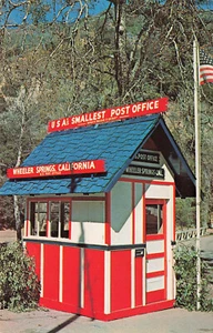 WHEELER CA CALIFORNIA USA'S SMALLEST POST OFFICE VINTAGE POSTCARD - Picture 1 of 2