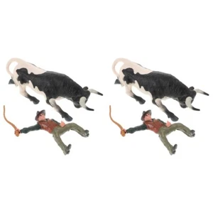 2 Sets Bull Models For Decor Figure Buffalo Toy Cowboy Toys Man - Picture 1 of 12