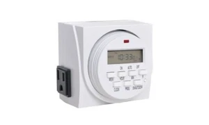 7 days light on off switch Digital Timer Dual Outlet hydroponics lamp appliance - Picture 1 of 1