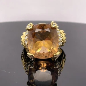 Judith Ripka 18k Yellow Gold 6.73Ctw Topaz & Diamond Cocktail Ring $4500 Retai - Picture 1 of 22