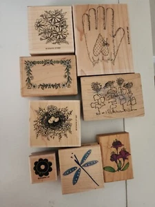 Stempel Holz Blumen Floral Sommer Garten Nest Sonnenblumen Posten Holz Gummistempel - Bild 1 von 11
