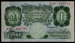BANK OF ENGLAND, JULY 1930, CATTERNS, POUND BANKNOTE. 20 - Picture 1 of 2