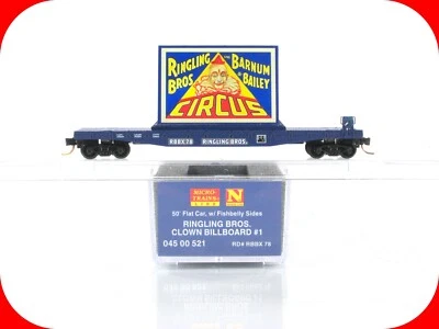 N Scale **RINGLING** Clown Billboard on Flat Car, RBBX 78 -Micro Trains 04500521 - Image 1 of 4