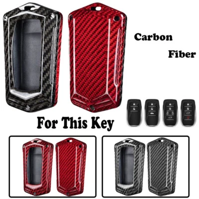 Carbon Fiber Car Key Case Cover For Toyota Highlander Avalon CH-R Innova Camry — 第 1/4 张图片