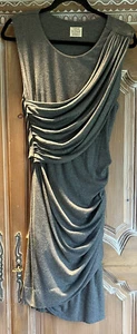Torn by Ronny Kobo Grey Ribbed Jersey Draped Mini Dress Size Medium - Picture 1 of 7