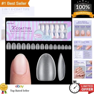 Extra Short Almond Nail Tips - Gel Press On Nails Clear Soft Fake Nails - 320pcs - Picture 1 of 9