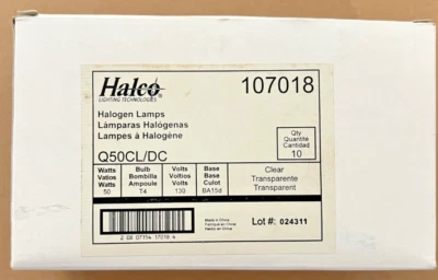 Halco Bulbs, 107018- Q50CL/DC in Box 9 new bulbs - Image 1 of 3