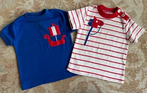 FLORENCE EISEMAN VINTAGE SHIRTS 2T NAVY RED SHIP RED STRIPE FADED STICK HORSE - Picture 1 of 6