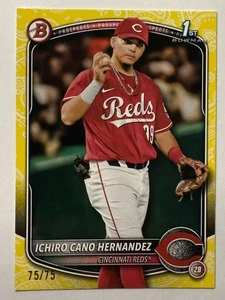 2025 Bowman Ichiro Cano Hernandez Yellow Pattern 1st #75/75 Reds Non Auto RC WOW - Bild 1 von 2