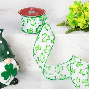 Northlight St. Patricks Day Kleeblatt verdrahtet Frühling Handwerk Band 2,5" x 10 Yards - Bild 1 von 6
