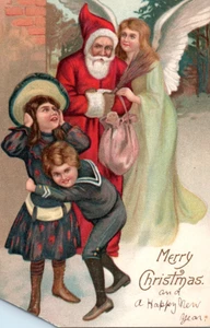 Antigua postal de Navidad de ángel de Papá Noel - Imagen 1 de 3