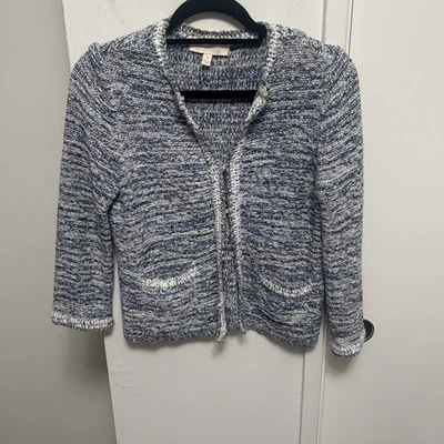 Cárdigan suéter tejido abierto para mujer Etcetera talla S azul mezcla de algodón manga larga Foto 1 de 4