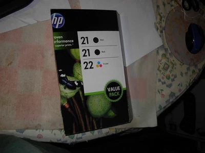 GENUINE HP VALUE/COMBO PACK 2-21 BLACK & 1-22 TRI-COLOR INK CARTRIDGES 12/2016 - Image 1 of 4
