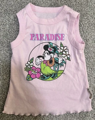 Disney Minnie Mouse Paradise Pink Tank Top XS 4/5 Girls Sleeveless Shirt - Image 1 of 4
