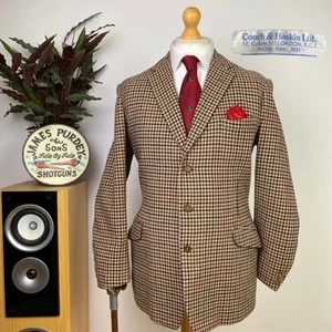 Couch & Hoskin Savile Row Fully Bespoke Houndstooth TWEED (40S) Jacket Gun Club - Picture 1 of 20