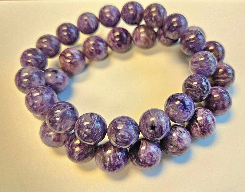 NEW! Natural Charoite Beads Bracelet-GREAT GIFT/Free Shipping - Image 1 of 1