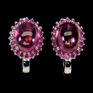 Sommer 925 Silber Ohrringe Oval Rubin 9x7mm Natürlicher Edelstein Schmuck - Bild 1 von 14