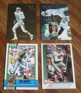 Fred Barnett Lote de 4 DIFERENTES Tarjetas Coleccionables con 1 NOVATO Y 2 INSERTOS NFL Eagles - Imagen 1 de 2