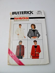 Chaqueta Butterick Misses 1980 patrón 4036 talla 18-20-22 sin cortar (C) - Imagen 1 de 5