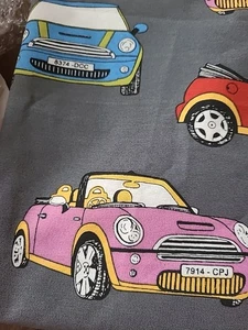 100% Baumwollstoff Mini Cooper Autos Retro Oldtimer Auto Fahrzeug - Bild 1 von 5