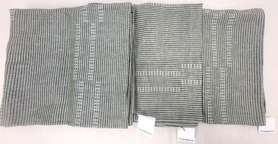 Crate And Barrel Set Of 3 Pillow Covers 30" x 30" Airlie Dobby Stripe Sage Linen - Image 1 of 4