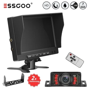 ESSGOO 7 Zoll Monitor + Funk Nummernschild Einparkhilfe Rückfahrkamera Auto KFZ - Bild 1 von 12