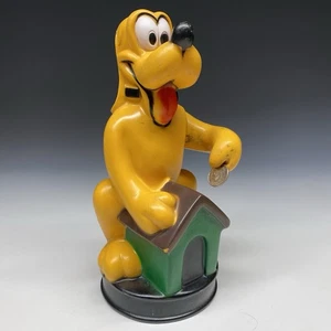 Vintage Walt Disney Productions PLUTO W/ Movalble Arm Piggy Coin Bank Dog House - Picture 1 of 8