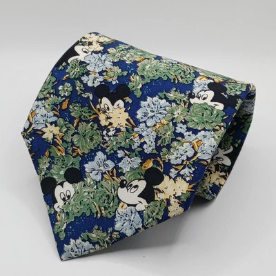 Mickey & Co. Corbata para hombre corbata de seda cara de Mickey Mouse floral  Foto 1 de 4