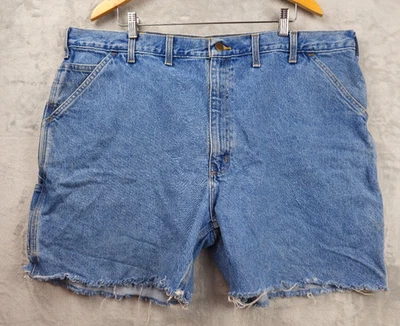 Pantalones Cortos De Colección Carhartt B29 STW Denim Carpintero Hombres 44x6 Azul Lavado a Piedra Dobladillo Crudo Y2K Foto 1 de 4