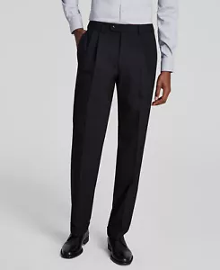 Michael Kors Men's Black Pleated Solid Classic Fit Pants Size 42W 30L - Picture 1 of 3