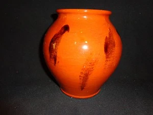 Vintage Breininger Redware Pottery Vase, Brown & Black Spot Glaze, 1985 - Picture 1 of 4