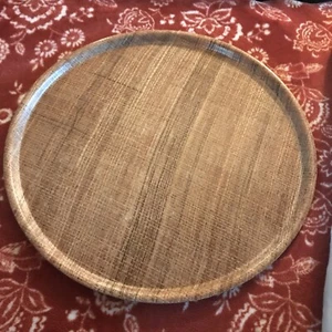 Vintage 1960’s Raffia Ware  17 inch Round Woven Large Serving Tray MCM Melamine - Picture 1 of 4