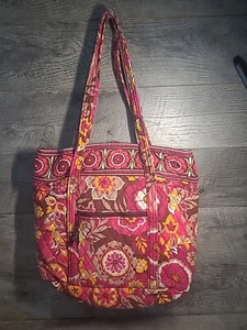 Vera Bradley gesteppte Baumwolle fuchsia Blumen große Beuteltasche Schulter Handtasche - Bild 1 von 9