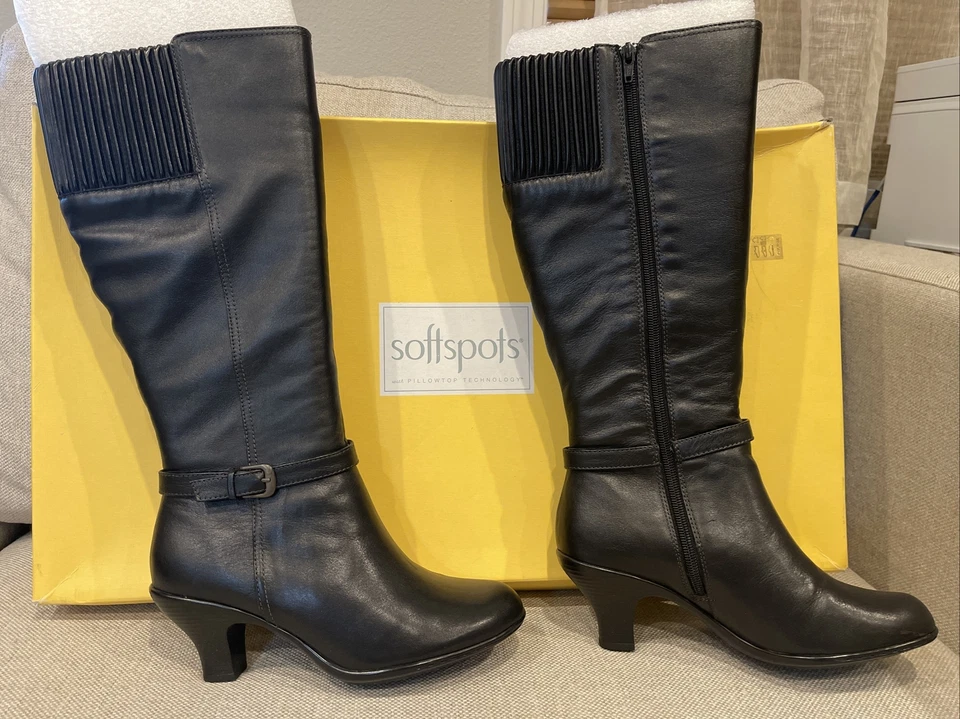 Botas negras hasta la rodilla Softspots con cremallera lateral talla 6,5 nuevas con caja Foto 1 de 2