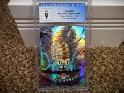 Omastar Topps Spectra Chrome cgc 9 MINT Pokemon card 139 Series 2 psa 2000 card - Image 1 of 3