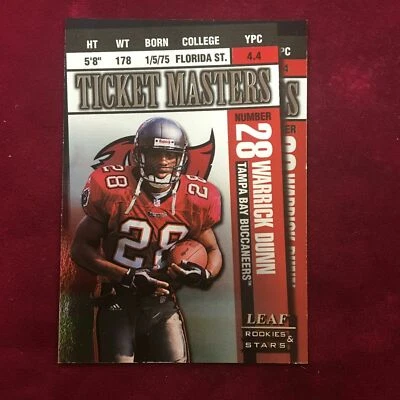 1998 Rookies & Stars WARRICK DUNN Ticket Masters /2500 Tampa Bay @JY49 - Image 1 of 2