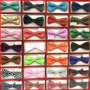 40+ Colors Clip on Adjustable Tuxedo Bow-Tie for Toddler Baby Kids Boys Girls - Picture 1 of 49