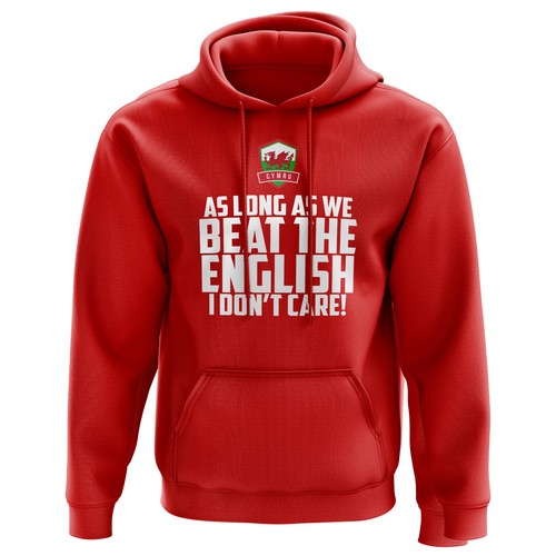 VETEMENTS Mens As Long We Beat The English I Dont Care Wales Hoodie Funny Rugby Football