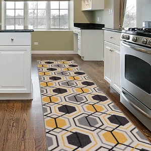 Kitchen Rugs Contemporary Geometric Stripe Non-Slip Carpet Runners for Hallways - Picture 1 of 4