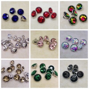 10X Glitter Crystal Glass Rhinestone 15mm Buttons with Shank Sewing for Costume - Picture 1 of 21