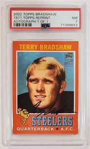 2002 Topps TERRY BRADSHAW Auto 1971 Topps Reprint PSA 7 NM Autograph - Picture 1 of 2