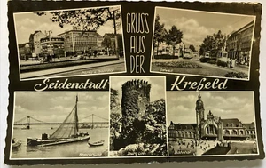 VINTAGE POSTED 1958 POSTCARD GROSS AUS DER SEIDENSTADT KREFELD - Foto 1 di 2