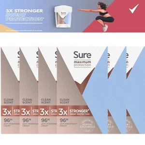 Sure Women Maximum Protection Clean Scent 3x stronger Anti-Perspirant 6 x 45ml - Picture 1 of 11