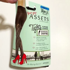 NEW Assets Spanx Flipside Diamond Shaping Tights Black Ash Opaque Size 4 - Picture 1 of 8