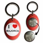 I Love Majorca - Plastic Shopping Trolley Coin Key Ring Colour Choice New