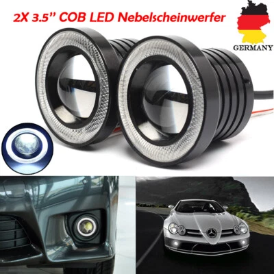 2x 3.5''COB Auto Rund LED Nebelscheinwerfer Halo Angel Eyes Rings DRL 3200LM 12V - Bild 1 von 4