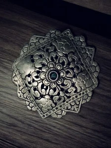 Bhutan Koma Brooch or Pendant of Silver/Mixed Metal Repousse from Laya - Picture 1 of 3